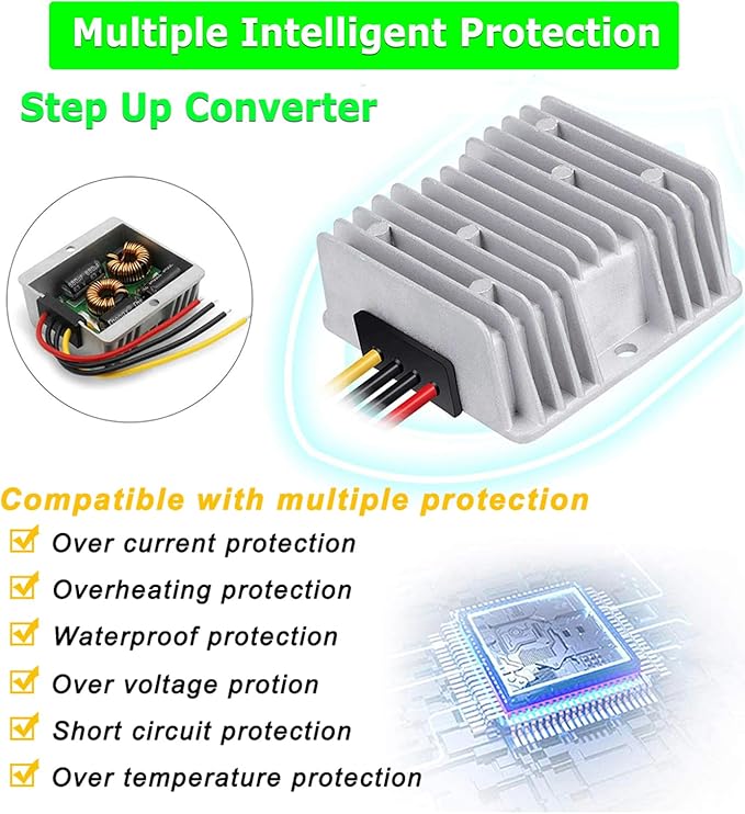 EAGWELL 12V to 48V Boost Converter 12 Volt to 48V 288W 6A Step Up Converter Voltage Regulator for Golf Carts, Club Car, Solar System, RV, LED Lights