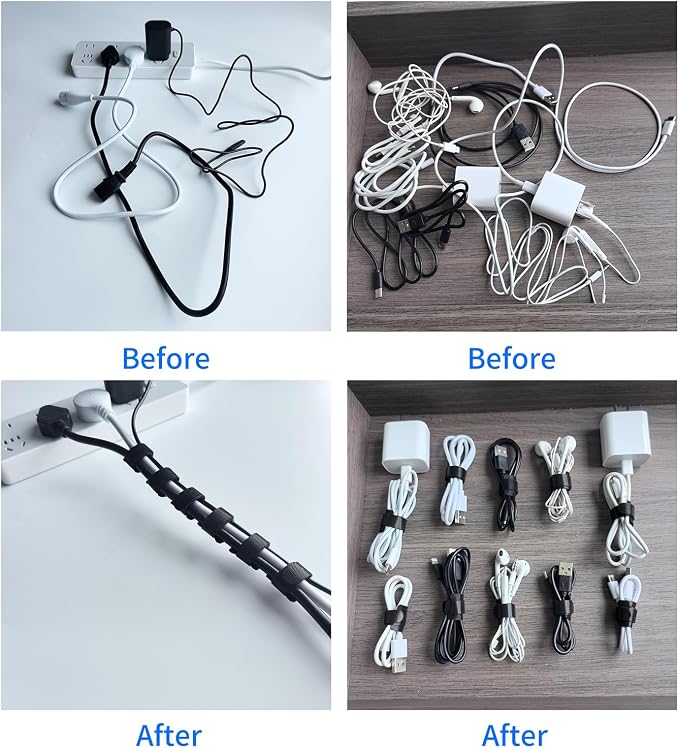 10 Inches 120 PCS Black Reusable Cable Ties, Cable Organizer, Cord Wrap and - Image 3