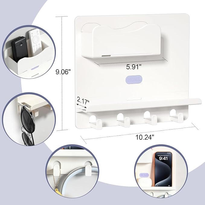 Bedside Shelf Wall Mount, Adhesive Bedside Shelf Accessories Organizer - Image 2