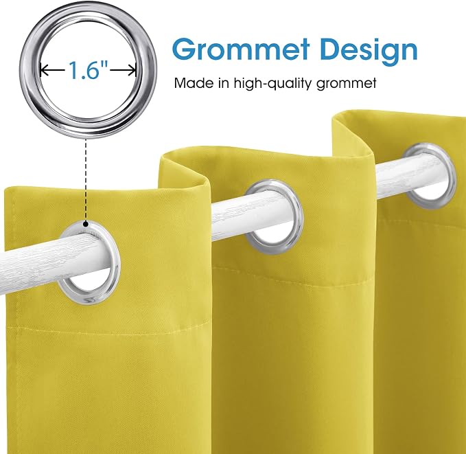 HOMEIDEAS Blackout Curtains for Bedroom 52 X 96 Inch Long 2 Panels Set Yellow - Image 4