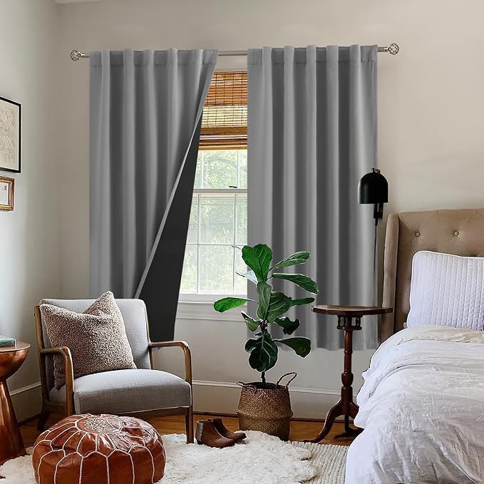 BGment Dove Grey 100% Blackout Curtains 63 Inch Length - Image 9