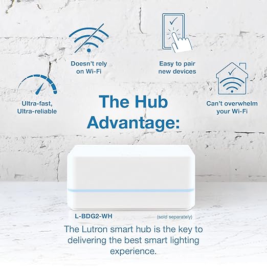 Lutron Diva Smart Dimmer Light Switch for Caseta Lighting (Lutron Smart Hub Required), for LED Lights, 150W, Single-Pole/3-Way, No Neutral, White, 2 Pack (DVRF-6LS-WH-2)