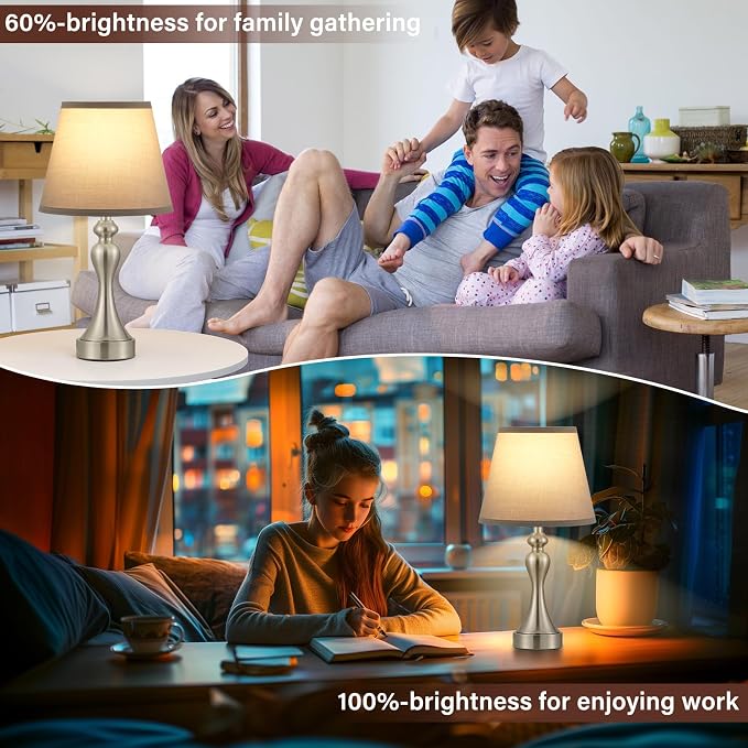 Touch Lamps for Nightstand, 3 Way Dimmable Bedside Lamps - Image 4