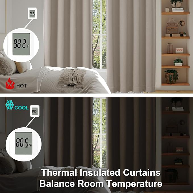 Simplebrand Ava Stone Short 36 Inches Blackout Curtain 2 Panels Set, Half - Image 6