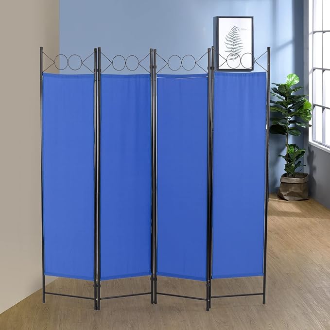 4 Panel Room Divider 6FT Steel Frame Screen Folding Privacy Divider - Image 2