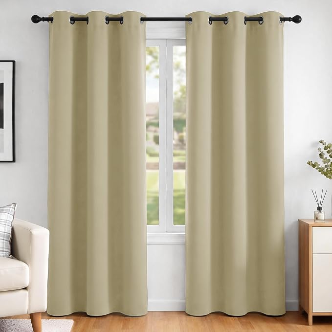 Deconovo Blackout Curtains for Bedroom and Living Room 95 Inches Long | Black by Unknown