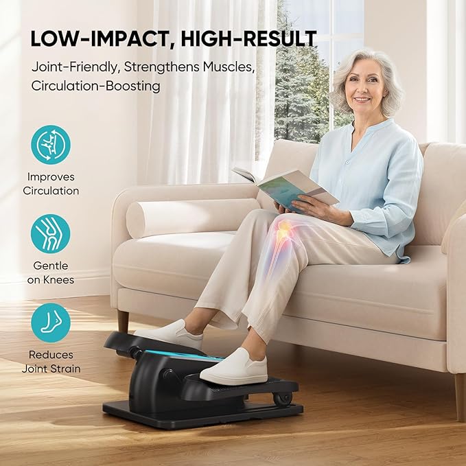 Dripex Under Desk Elliptical Machine, Electric Leg Exerciser While Sitting for Seniors, Portable Seated Pedal Exerciser with 12 Level Speeds, Remote Control, 6 Auto preset Programs