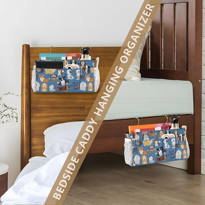 Dogs Cute tag8 Bedside Caddy Storage Bag Bedside Organizer - Image 7