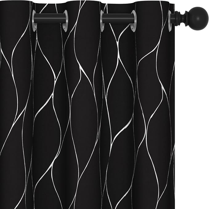 Deconovo Curtains for Living Room, Pattern Blackout Curtains 63 Inches Long | by Unknown