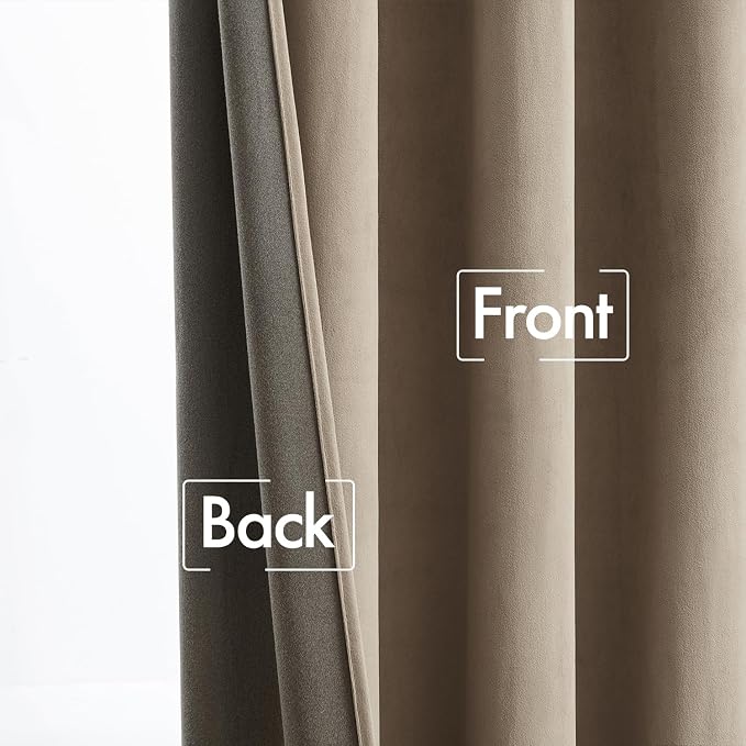 MIULEE Light Taupe Velvet Pinch Pleat Blackout Curtains W52 X L90 Inches | 2 - Image 6