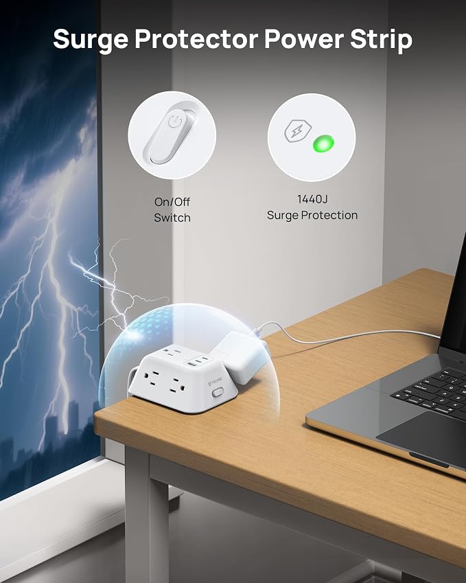 TROND Desk Clamp Surge Protector, Power Strip - Image 6