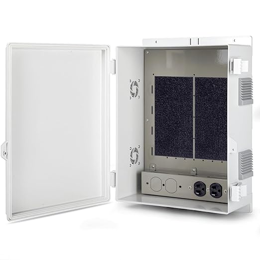 Namunanee Outdoor Electrical Junction Box with High Power Outlet, 16" H* 12" L* 5.9" W, ABS Water Resistant Enclosure with Internal Mounting Panel & Hinged Cover.