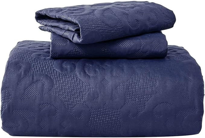 Kingnex 106x96 King Size Lightweight Bedspread Coverlet Set Navy | 3 Pcs - Image 7