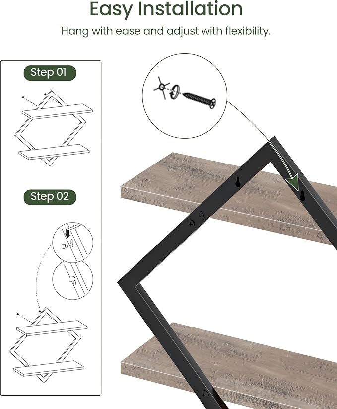 Floating Shelves for Wall, 2-Tier Hanging Shelves, for Living Room, Greige - Image 5