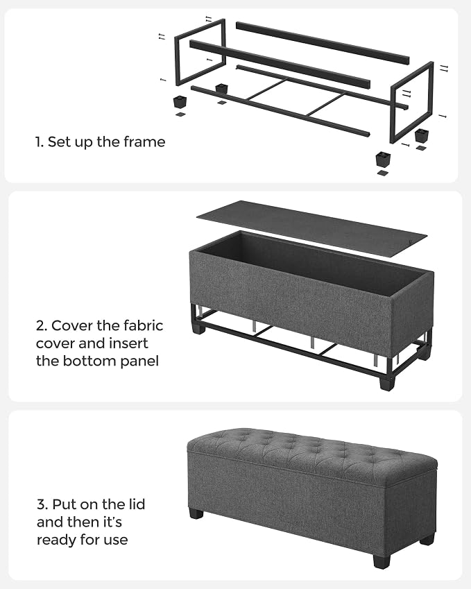 SONGMICS Storage Ottoman Bench, Foot Rest - Image 8