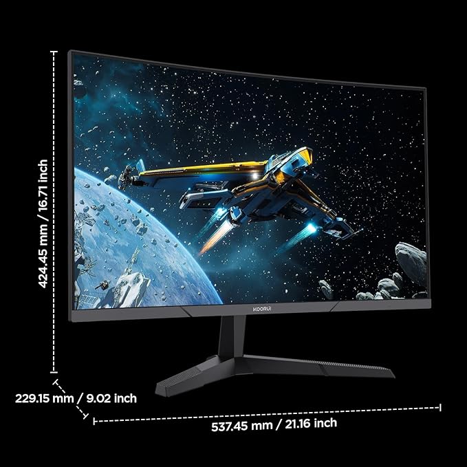 KOORUI 24 inch Curved Gaming Monitor 180Hz FHD 1080P Computer Monitor, 1ms 1500R Display, Adaptive Sync, FreeSync Premium, HDMI 2.0X2 & DP 1.2, VESA, Tilt, 24E6CA