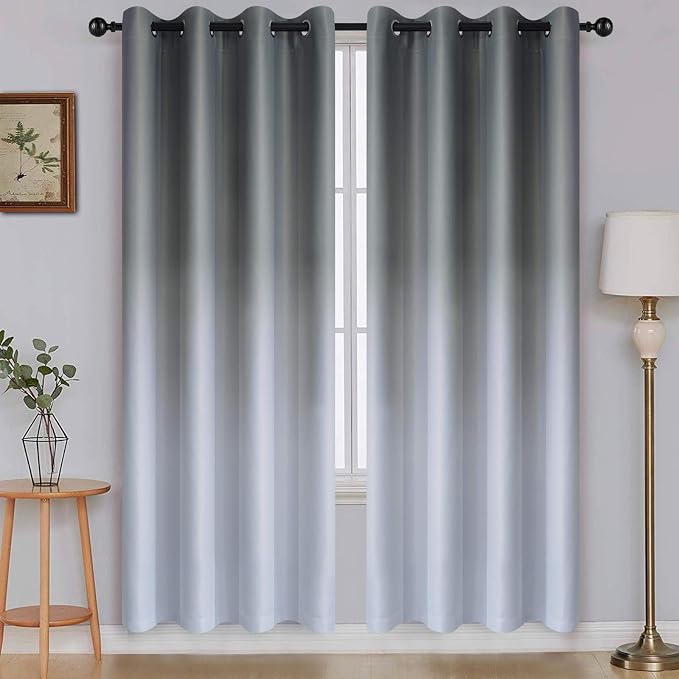SimpleHome Grey to Grey White Ombre Room Darkening Curtains 72 Inch | Curtains by SimpleHome