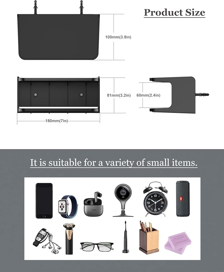 Bedside Wall Shelf Organizer, Small Bedside Shelf, | Wall Mount - Image 3