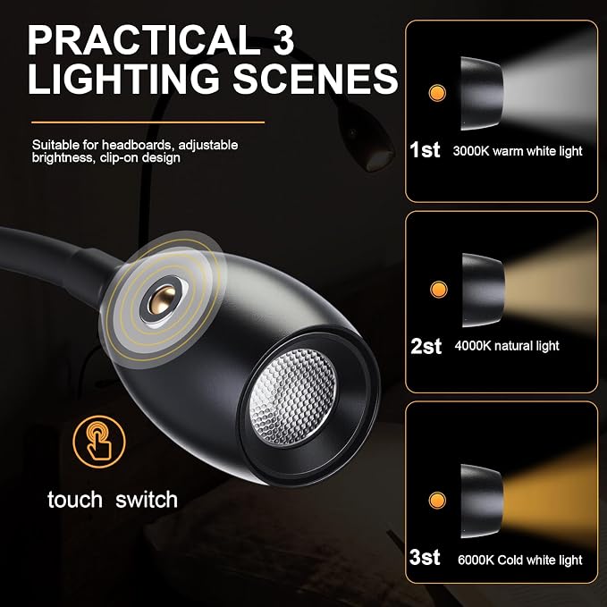 1 Pcs LED Clip on Reading Light - Image 3
