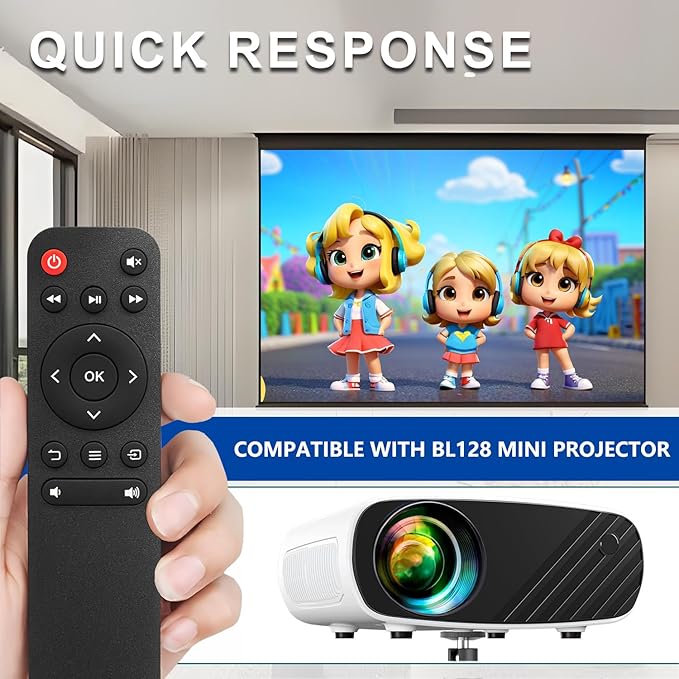 HODSEUKIN Replacement Remote for Mini Projector,Compatible with ELEPHAS BL128 Portable Projector.