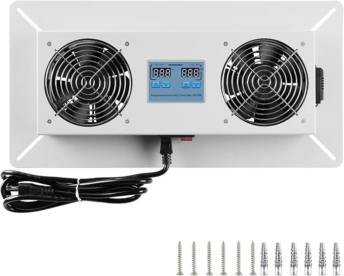 Pewoaoa 240 CFM Crawlspace Vent Fan, With Thermostat,Humidistat, Crawlspace Fans, For Moisture Reduction, Radon Mitigation, Freeze Protection, Ideal for Basement, Attic, Crawl Space Fan Vent(Air Out)