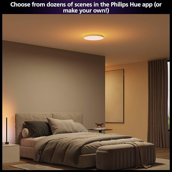 Philips Hue Datura Smart Ceiling Panel (Small Round 2.49in x 15.12in) White & Color Light, Bluetooth Compatible, Voice Control with Alexa, Apple Home & Google Assistant†?