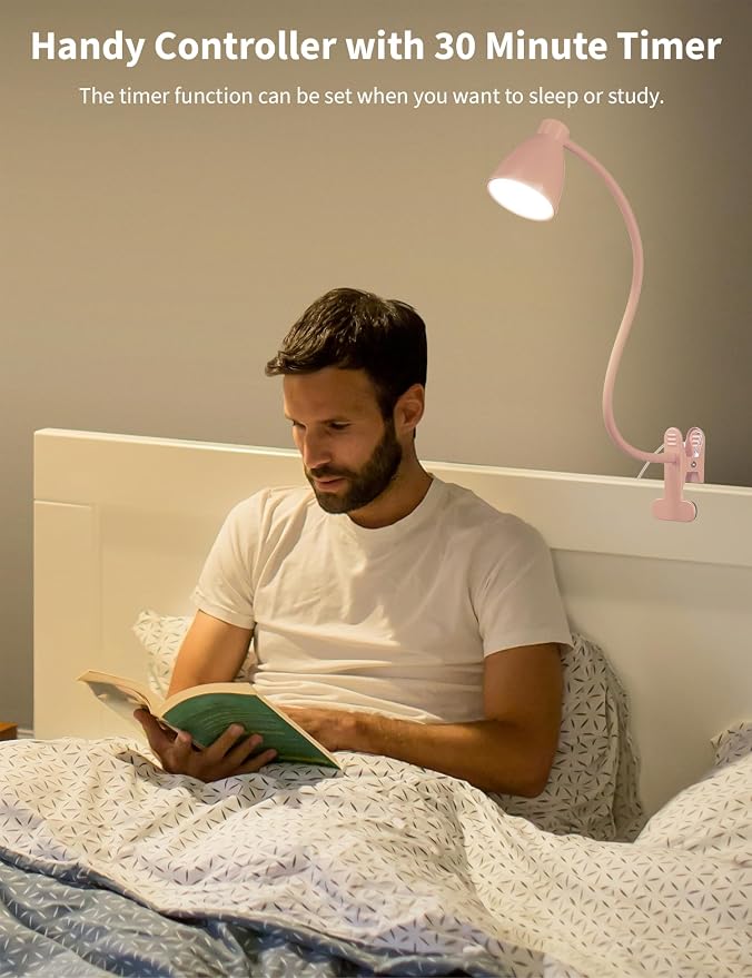 BOHON Cute Desk Lamp with Clamp Clip on Light, 5 Color 10 Brightness - Image 4