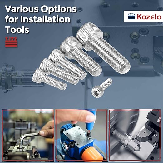 Kozelo 100pcs Socket Head Cap Screws - [M4-0.7 x 12mm] 304 Stainless Steel Allen Socket Drive for Electrical Motor 3D Printing Fan Engine Replacement Use, Silver