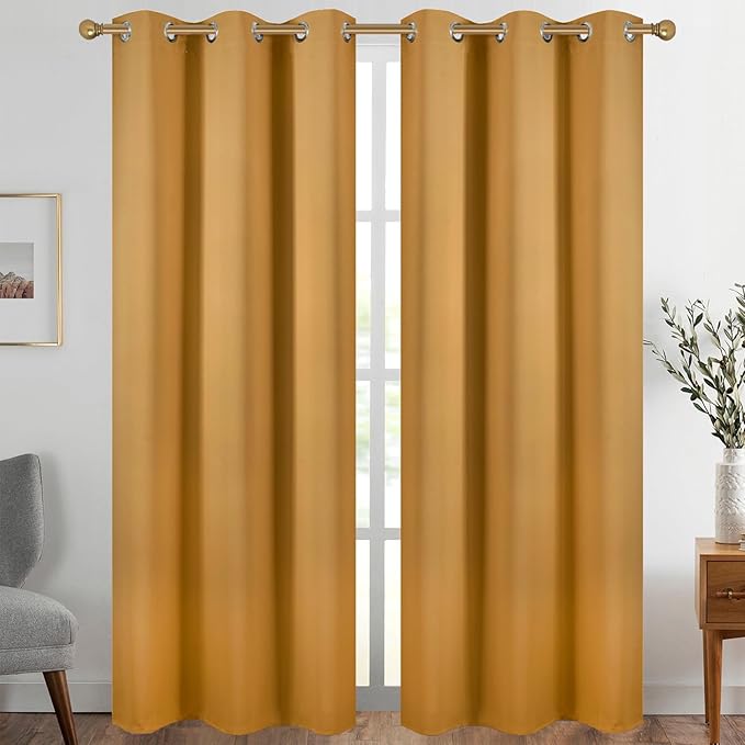 Diraysid Mustard Yellow Grommet Blackout Curtains by Diraysid%2C+refresh+your+life