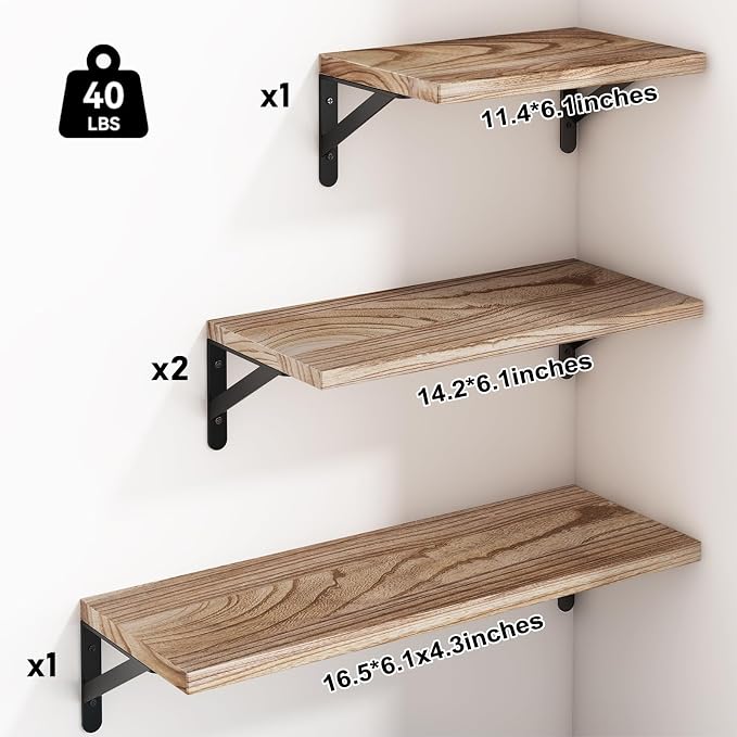 YGEOMER 4 Different Sizes Floating Shelves - Image 3