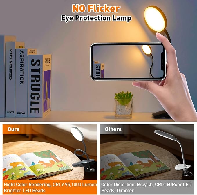Cordless Rechargeable Clip On Desk Lamp Thick Flexible 360° Gooseneck | 450 - Image 7