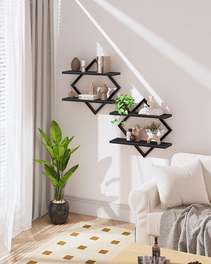 Floating Shelves, 2-Tier Hanging Shelves, Wall Shelf Set of 2, Wall Mounted - Image 8