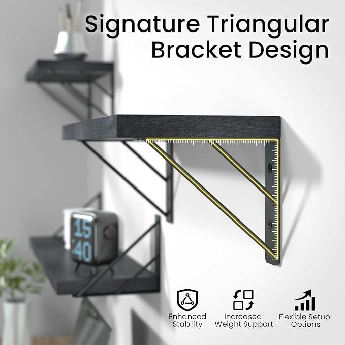 BAYKA Wall Mounted Floating Shelves, Wood Floating Wall Shelf - Image 6