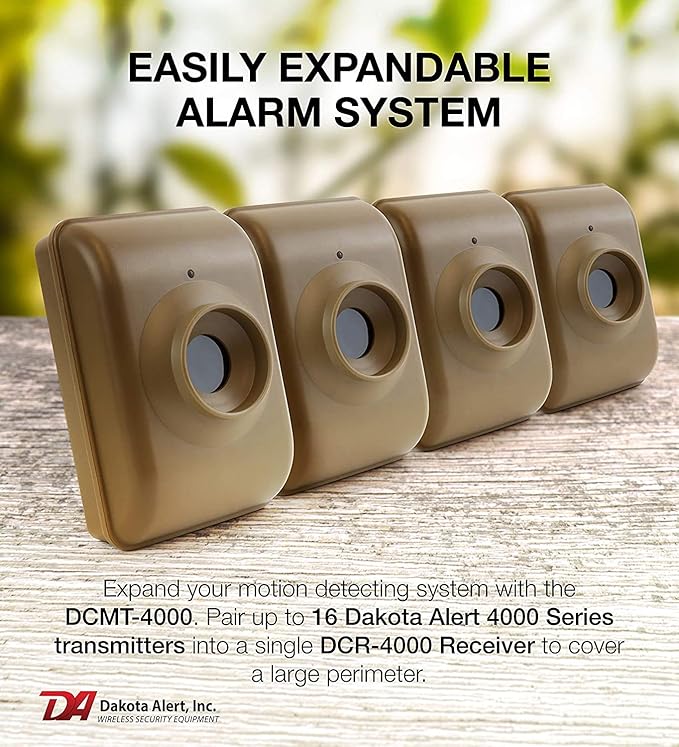 Dakota Alert Long Range Wireless Driveway Motion Detector - DCMA-4000 One Mile Alarm System - Passive Infrared Driveway Alarm Transmitter & Receiver - Outdoor Motion Sensor & Alarms