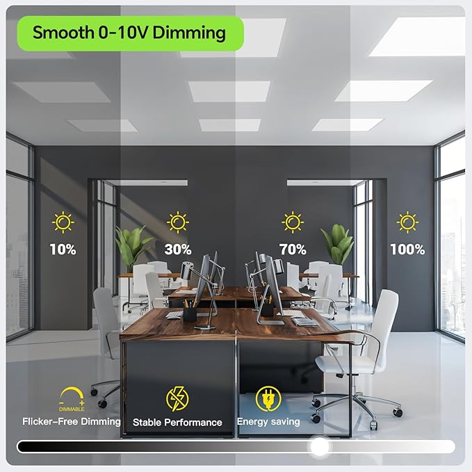 2x2 LED Light Flat Panel, 40/35/30/25/20W, 5 Color Temps 2.7K/3K/3.5K/4K/5K, Dimmable (0-10V) Recessed Ceiling Lights, 5200 LM, Fixture Flush Mount Ceiling for Office Kitchen Garage ETL-1Pack