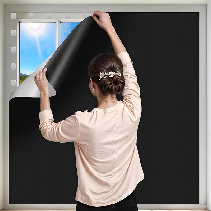 Portable Blackout Curtains for Bedroom Adhesive Thermal Window Blinds Cover | by ZUNGOUMC