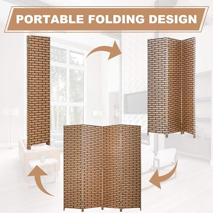Room Dividers and Folding Privacy Screens 4 Panel 6 ft Foldable Portable Room - Image 6