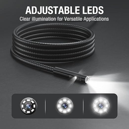 Triple Lens Borescope Inspection Camera, Teslong Professional Endoscope with Light, Digital Video Scope Camera, 5" IPS Screen, Waterproof Flexible Cable for Automotive/Home/Wall/Pipe/Car (10FT)