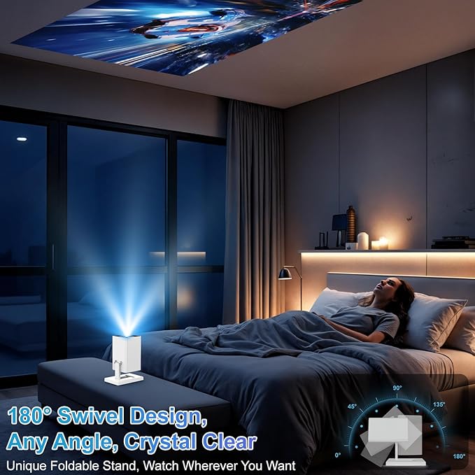 [Built-in Apps & 2026 Upgraded] Mini Projector｜Portable Projector 1080P/4K Support｜Smart Projector with Auto Keystone Correction｜Home/Movie Projector for Phone/TV Stick/Laptop