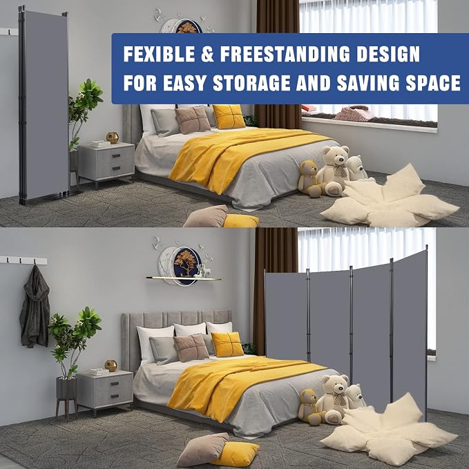 Room Divider 4 Panel-88''Wide, 6FT Room Dividers and Folding Privacy Screens | - Image 5