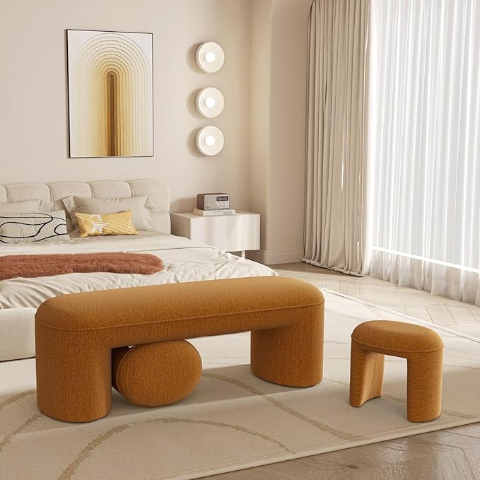 53" Chenille End of Bed Bench Set by CHICAURA