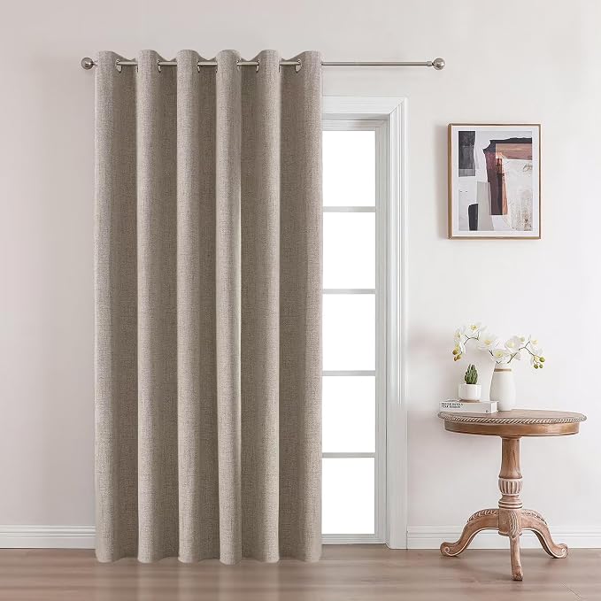 Joydeco Linen Blackout Room Divider Curtains, Extra Wide Sliding Door Drapes by JOYDECO