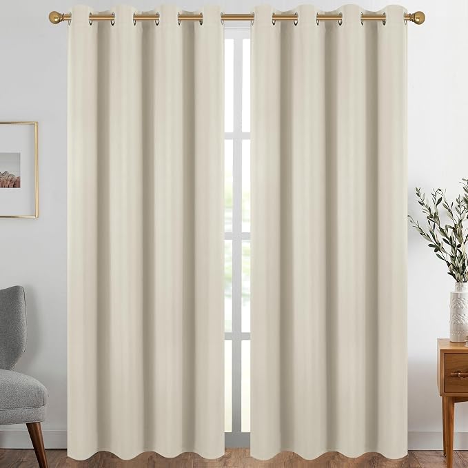 Diraysid Light Beige Grommet Blackout Curtains by Diraysid%2C+refresh+your+life