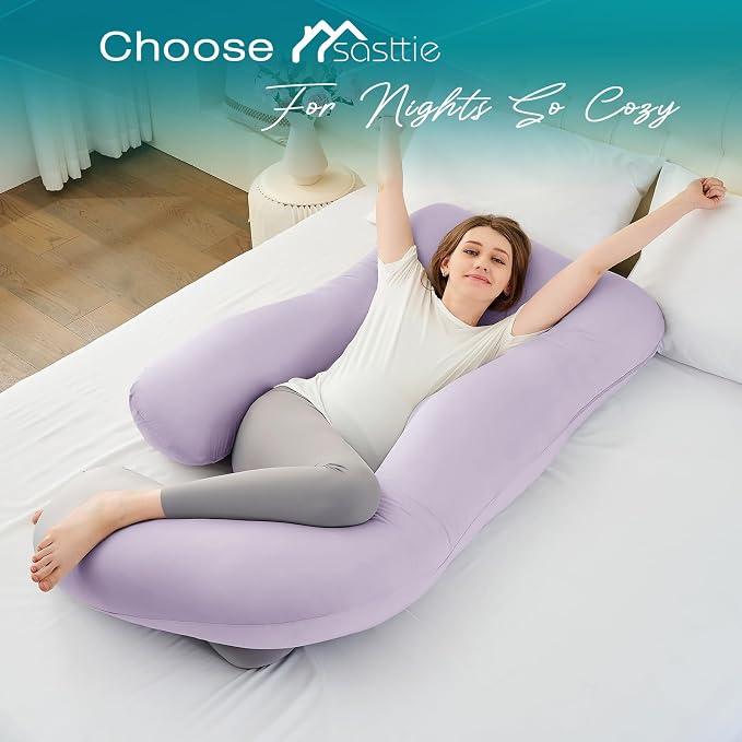 Cooling Pregnancy Pillows for Sleeping, Lavender | Sasttie Maternity Pillow - Image 7