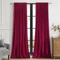 PRIMROSE Red Curtains 96 inch for Living Room Velvet Drapes Blackout Rod Pocket by PRIMROSE