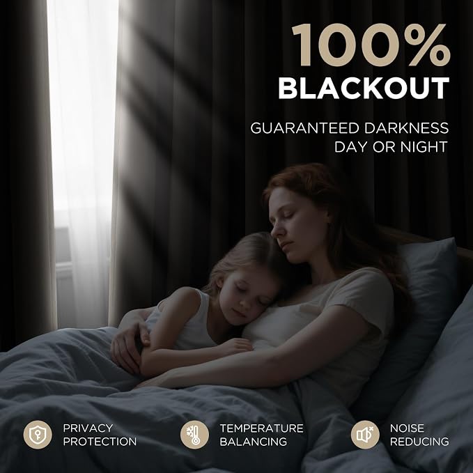 Joydeco 100% Blackout Curtains Velvet Black Out Curtain 96 Inch Drapes | - Image 4