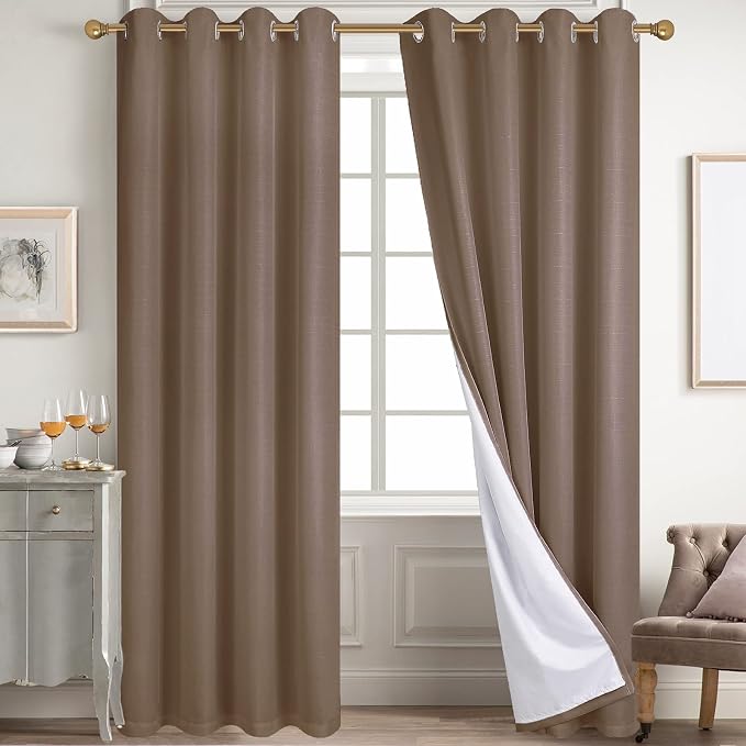 Diraysid 100% Blackout Curtains Cappuccino Linen Curtains by Diraysid%2C+refresh+your+life