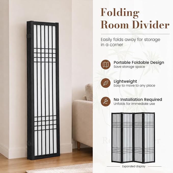 Shoji Room Divider, Lightweight Folding Privacy Screen, Dressing Areas - Image 6