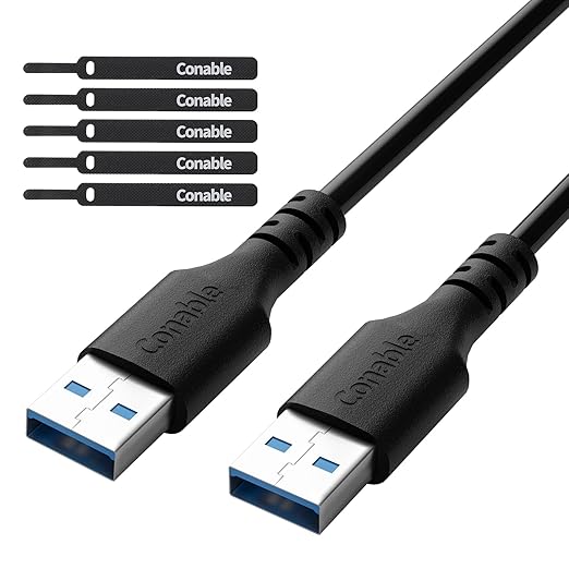 Short USB 3.0 Male to Male Cord, 2 ft Type A, 5Gbps Data Transfer for Hard Drive, Laptop, DVD Player, USB 3.0 Hub, Monitor, Camera, Set Top Box with 5 Cable Ties
