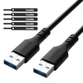 6 ft USB 3.0 Male to Male Cable - Type A, 5Gbps Data Transfer for Hard Drive, Laptop, DVD Player, USB Hub, Monitor, Camera, Set Top Box - Includes 5 Cable Ties